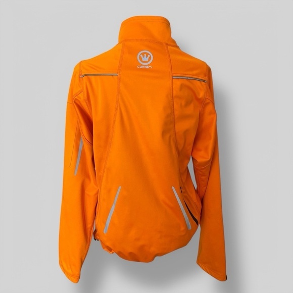 CANARI Running Cycling Full Zip Windbreaker Night Reflective’s Size Small Orange - Picture 3 of 6